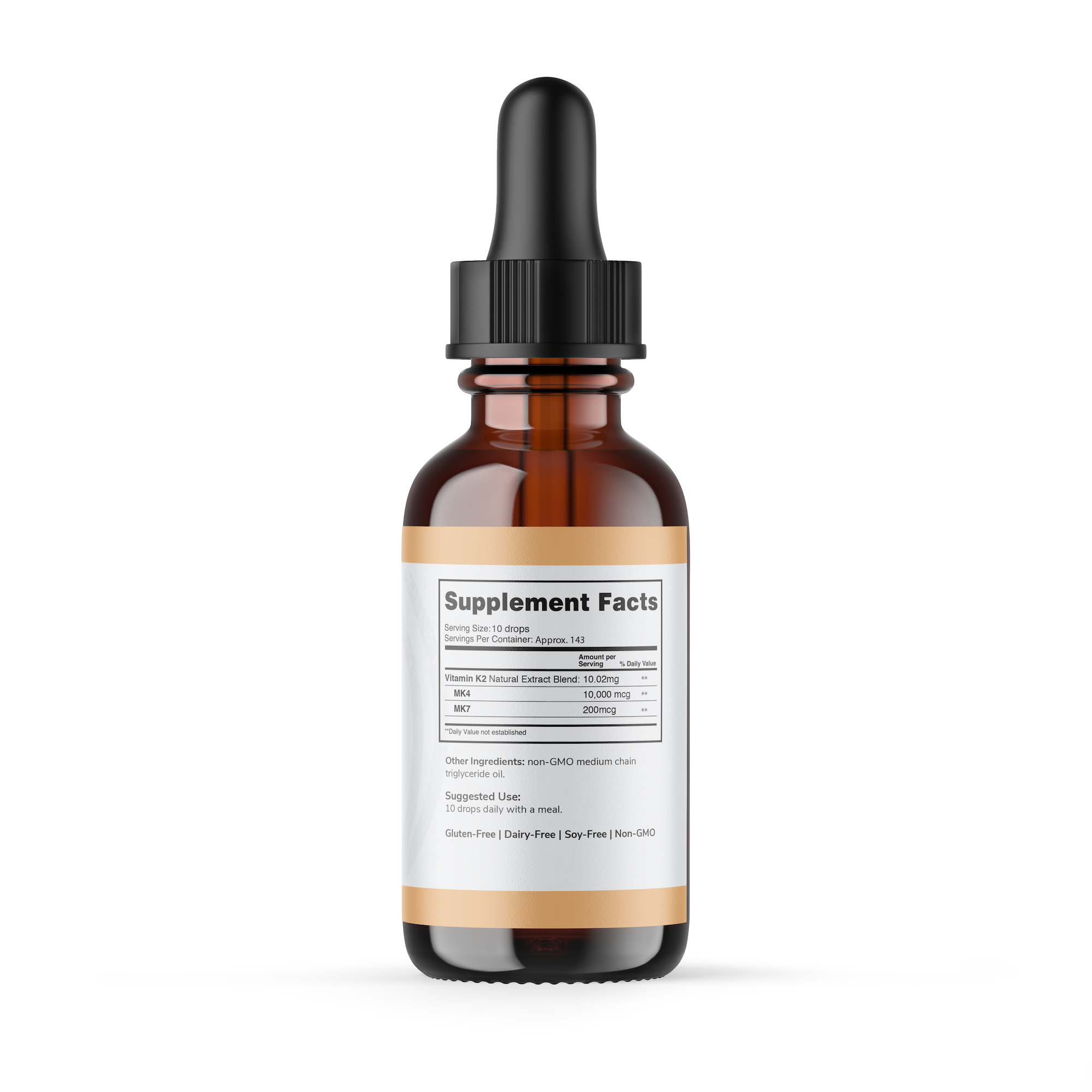 Regulate vitamin k2, mk4. mk7 in MCT oil in dropper bottle