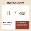Two ways to take Amaro: swallow two capsules with water once a day, or open the capsules onto a spoon and take the powder under the tongue to taste the bitterness